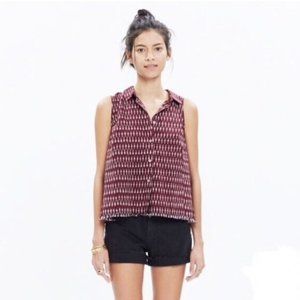 Madewell Moment Shirt in Burgundy Ikat Fringed Hem